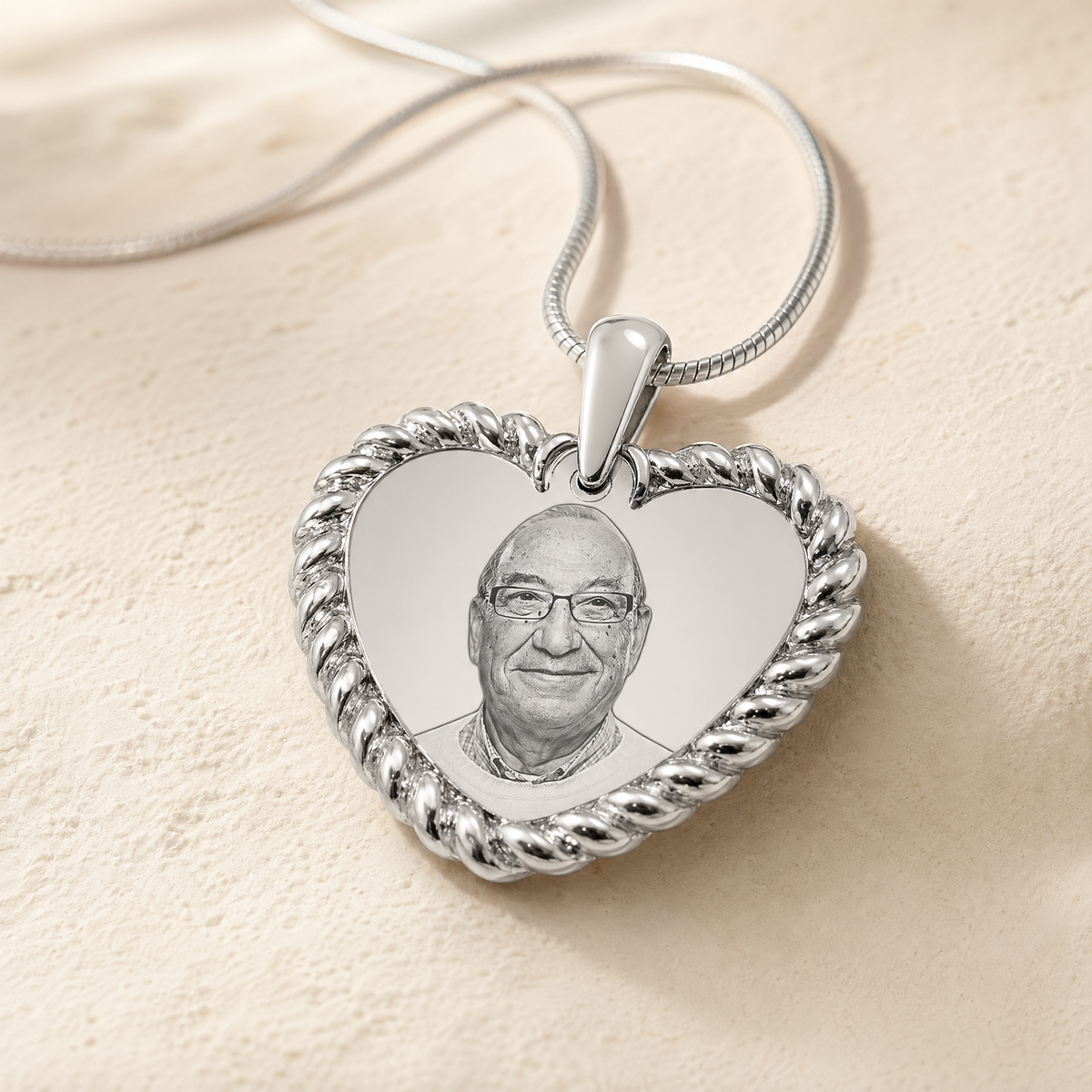 Stainless Portrait Heart Photo Pendant