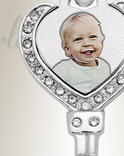 Jeweled Heart Key Color Photo Pendant