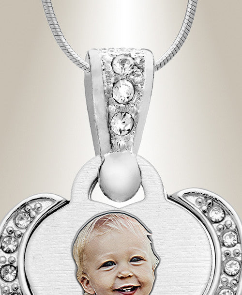 Jeweled Heart Key Color Photo Pendant