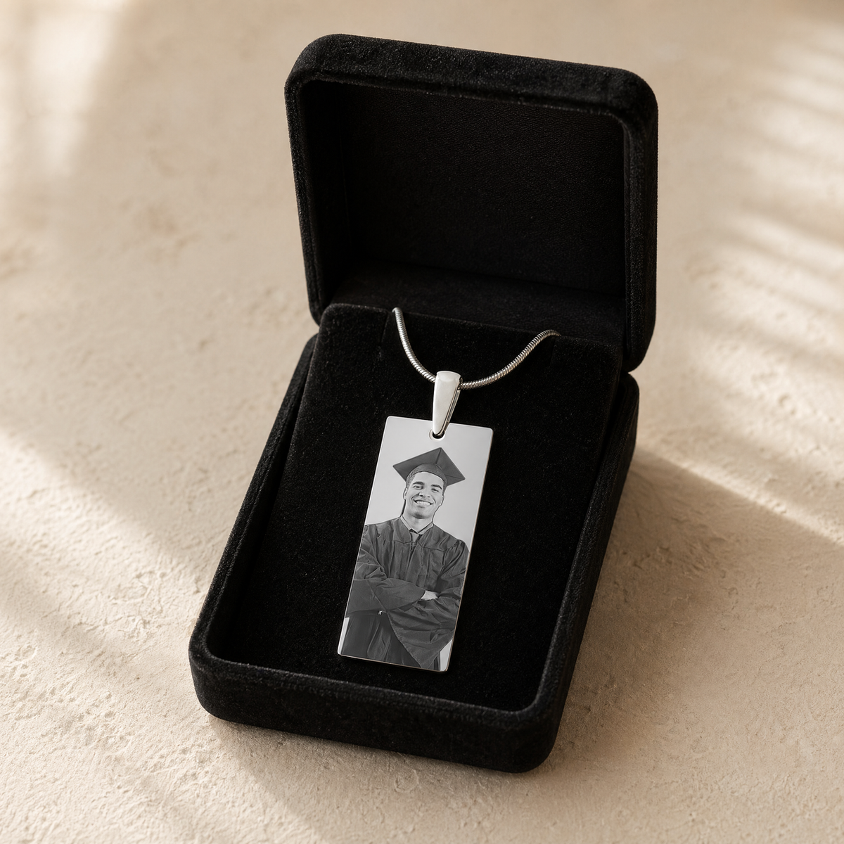 Stainless Steel Stately Rectangle Photo Pendant