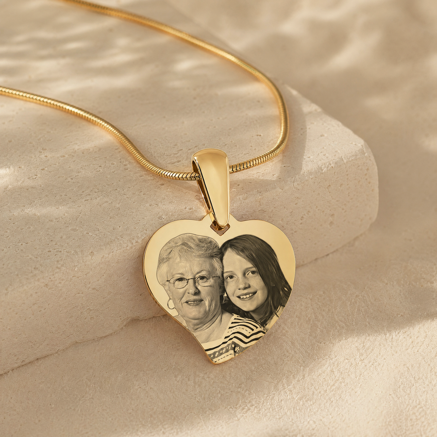 Gold Plated over Stainless Steel Breezy Heart Photo Pendant