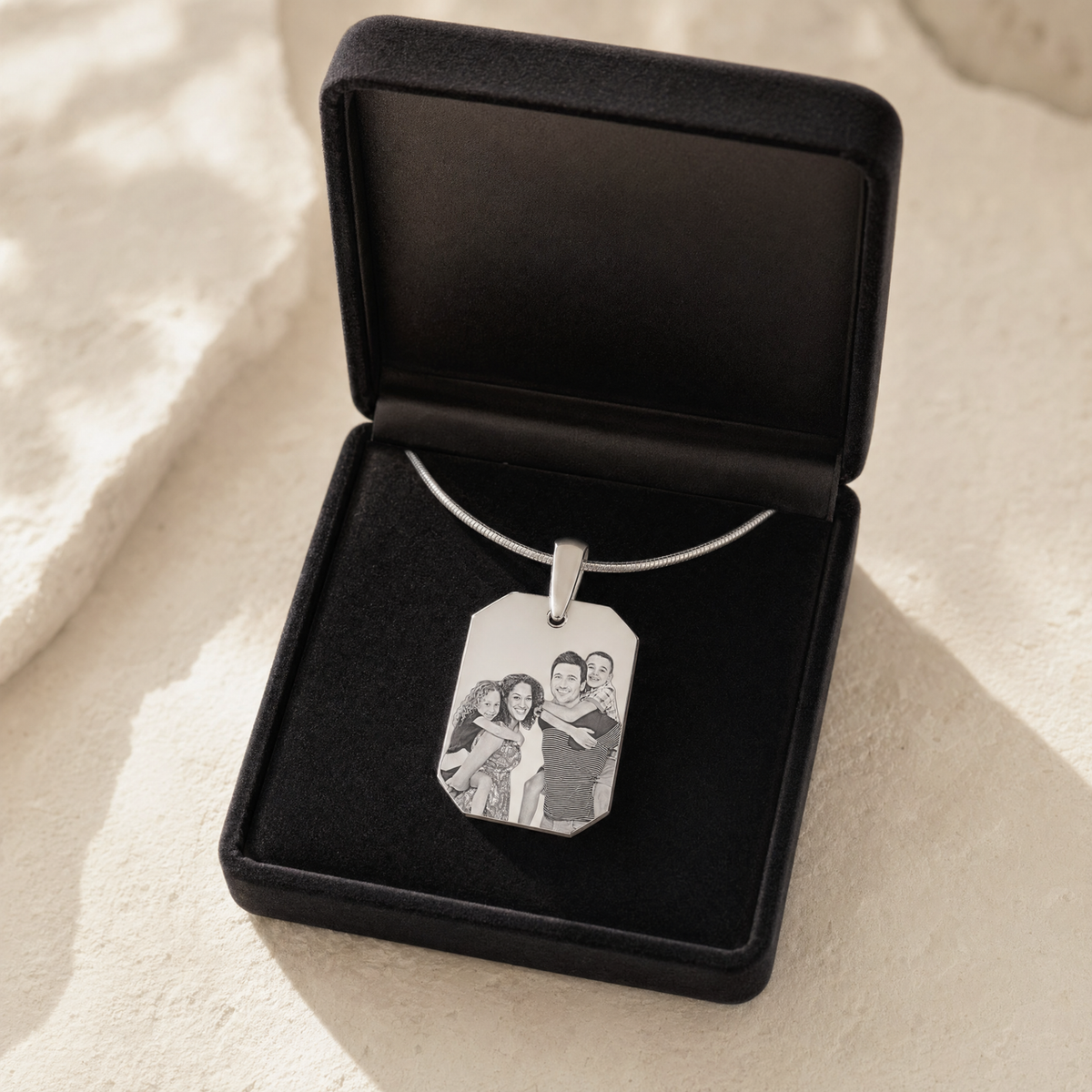 Stainless Steel  Boxed Photo Engraved Pendant