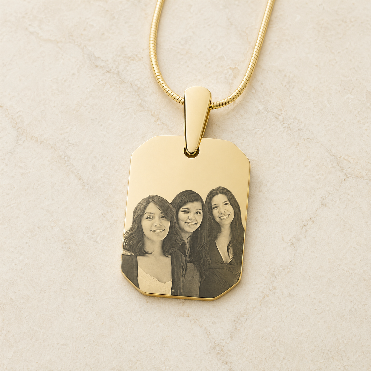 Gold Plated over Stainless Steel Boxed Photo Engraved Pendant