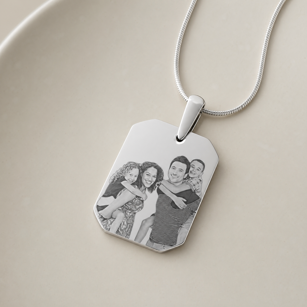 Stainless Steel  Boxed Photo Engraved Pendant