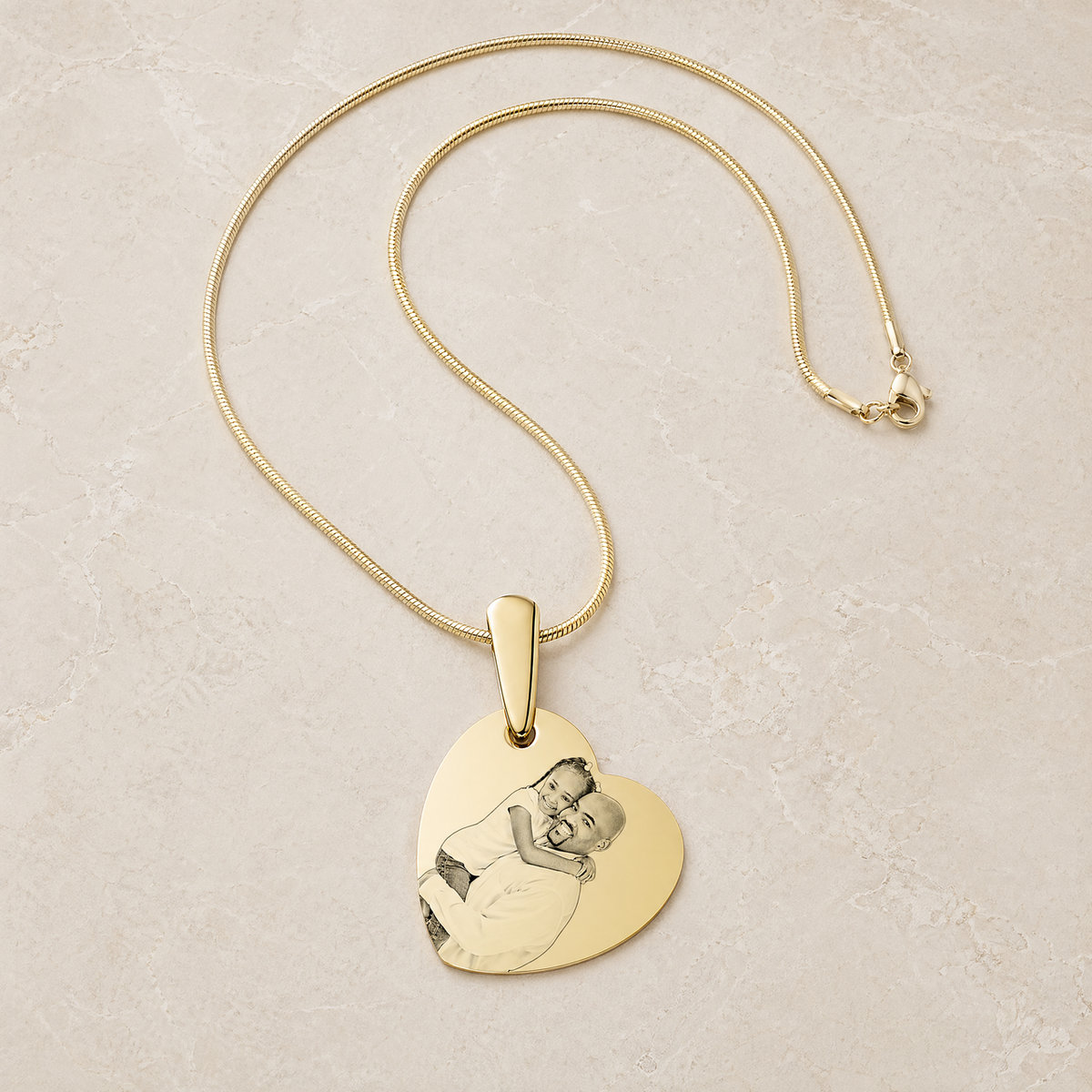 Gold Plated over Stainless Steel Heartfelt Photo Pendant