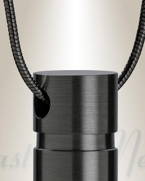 Black Carved Cylinder Cremation Jewelry