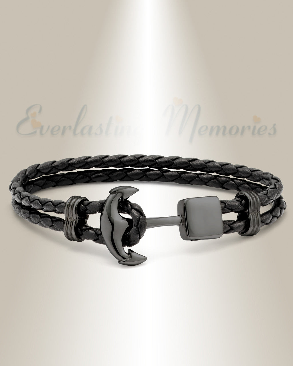 Black Stainless Steel Nautical Bracelet Cremation Jewelry