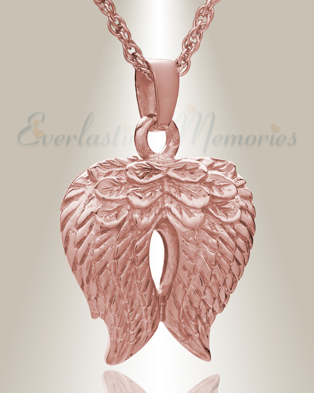 14K Rose Gold Feathered Heart Cremation Charm