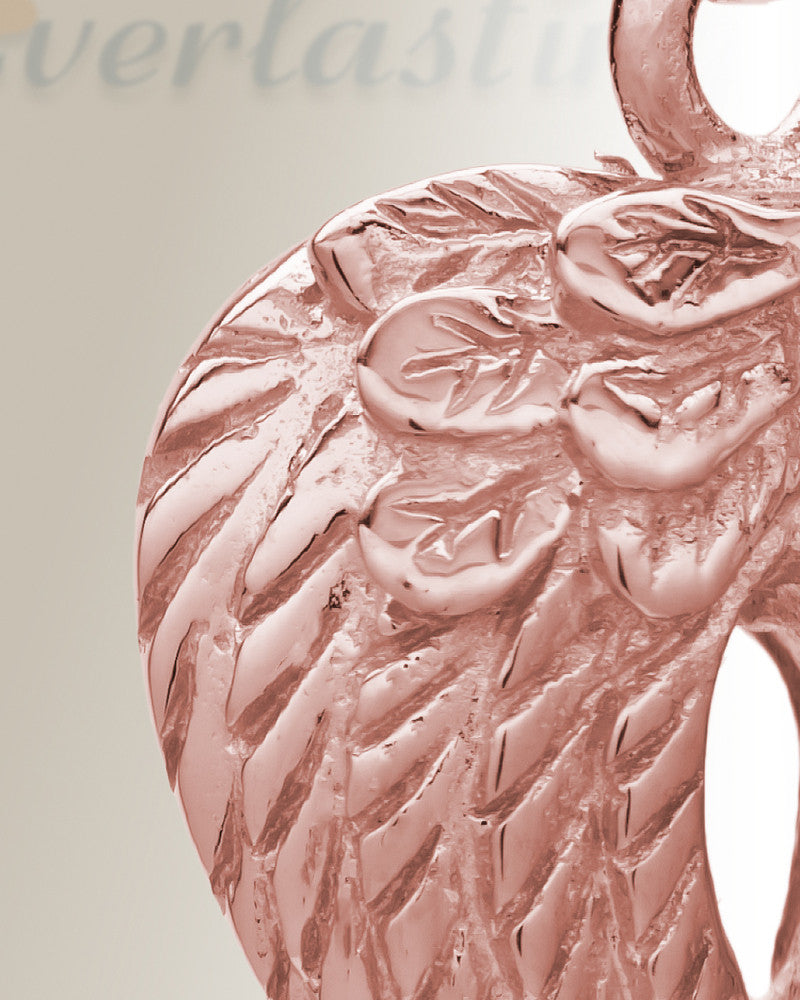 14K Rose Gold Feathered Heart Cremation Charm