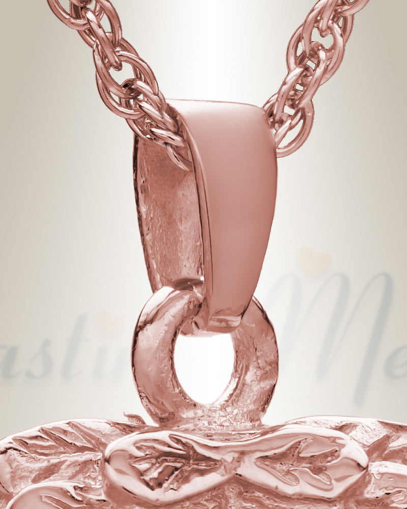 14K Rose Gold Feathered Heart Cremation Charm
