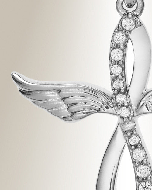14K White Gold Splendor Cross Urn Pendant
