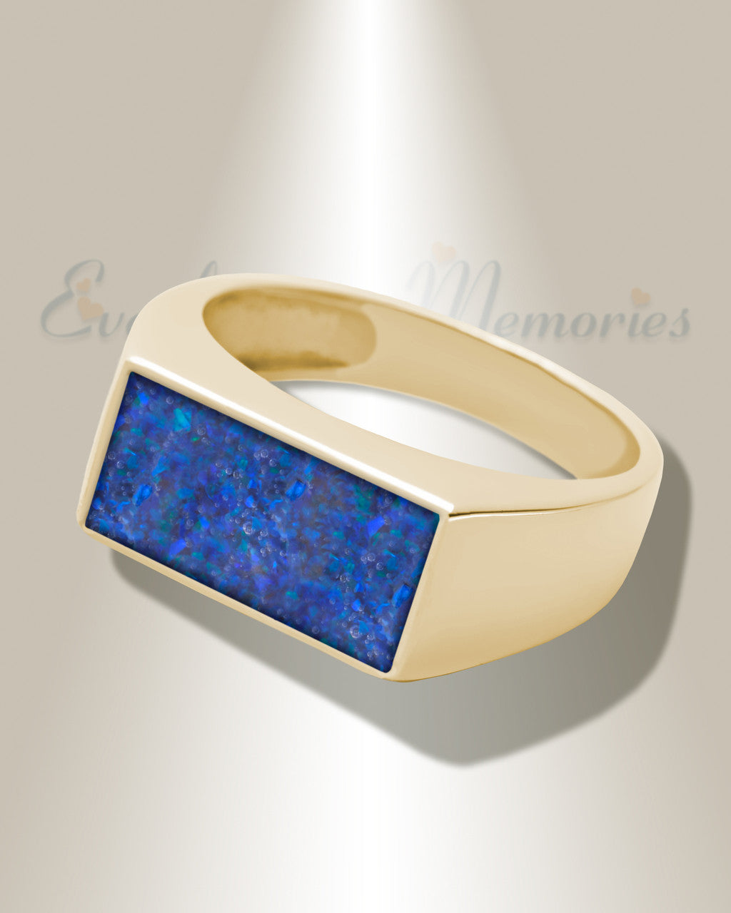 Solid 14K Gold Men's Drexel Ash Ring with Opal Blue Waters