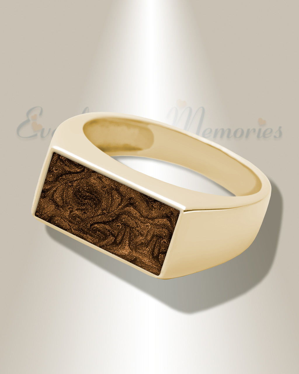 Solid 14K Gold Men's Drexel Ash Ring with Carob