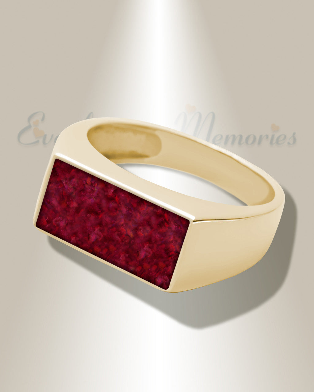 Solid 14K Gold Men's Drexel Ash Ring with Scarlet Pearl Opal