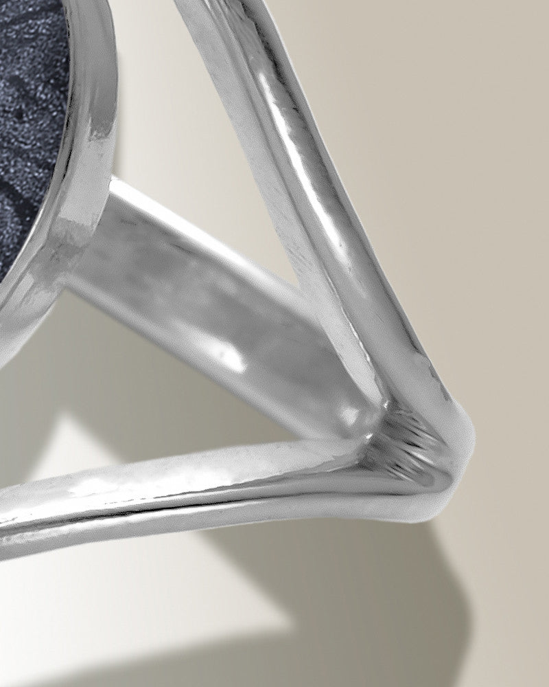 Women's Sterling Silver Spinnacker Ash Ring with Slate