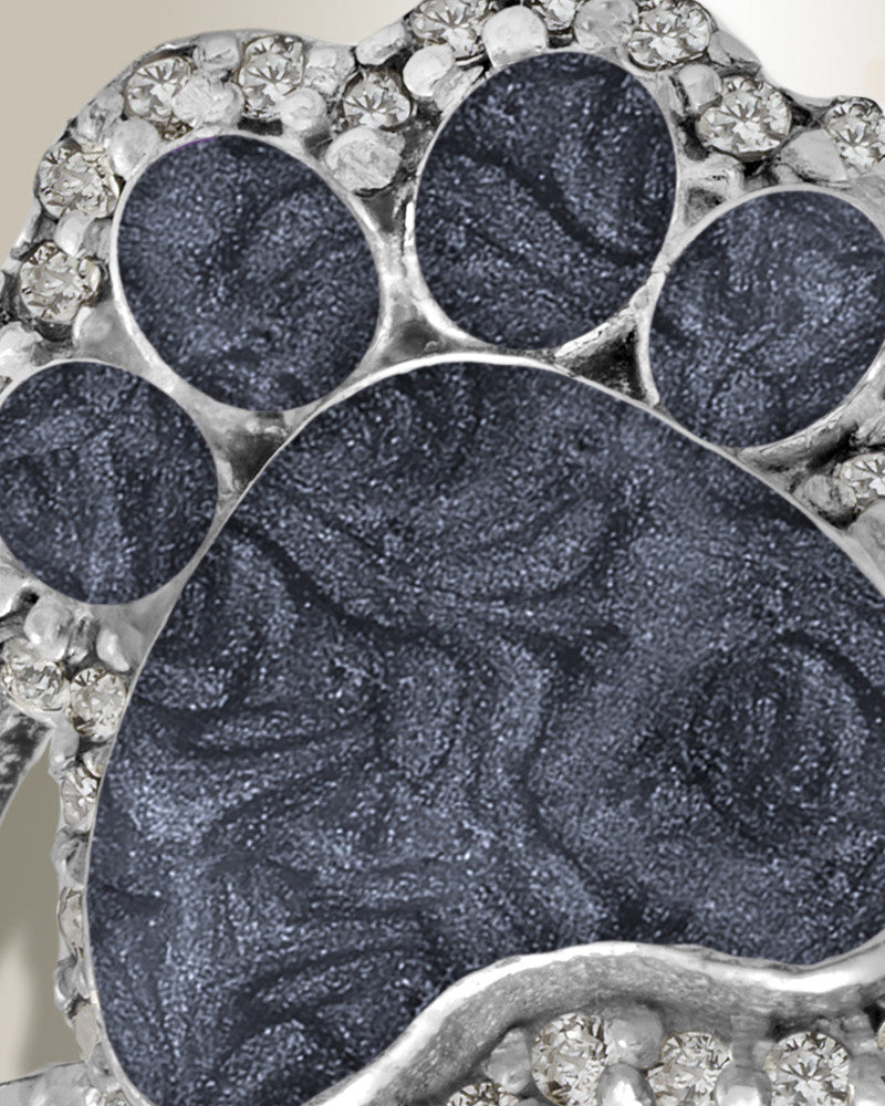 Women's Sterling Silver Paw Print Ash Ring with Slate
