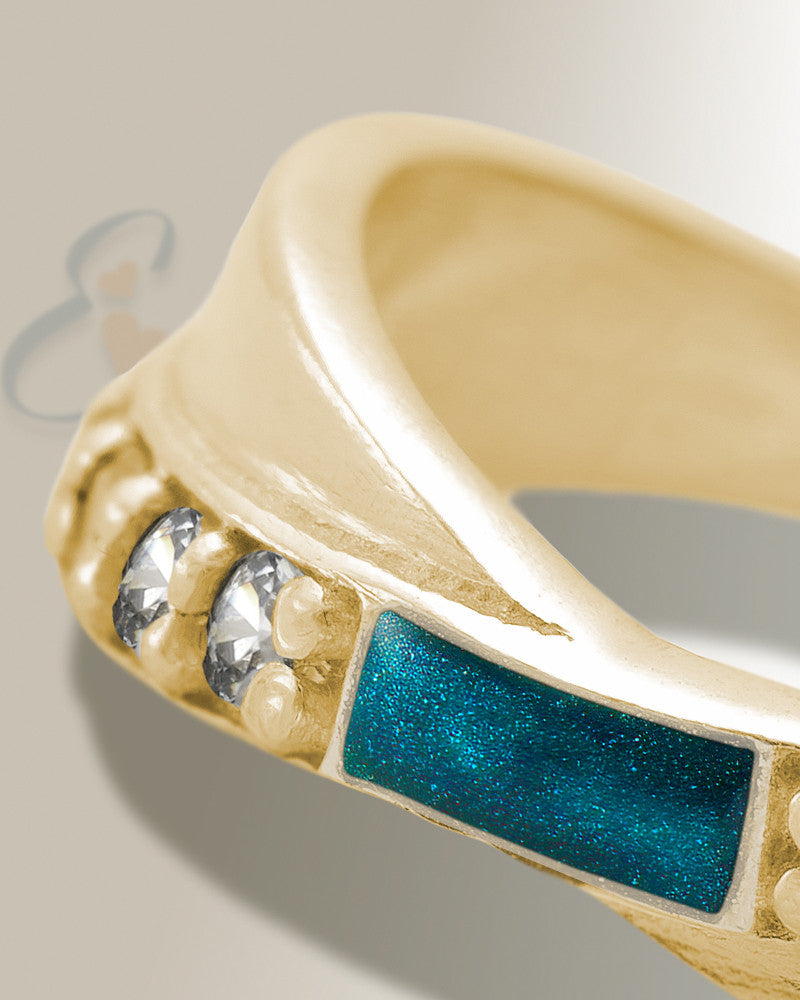 Solid 14K Gold Women's Claiborne Ash Ring with Aqua