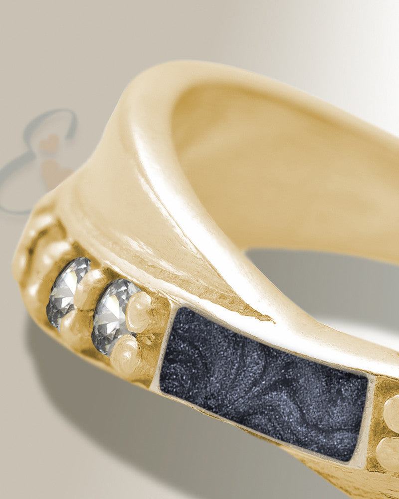 Solid 14K Gold Women's Claiborne Ash Ring with Slate