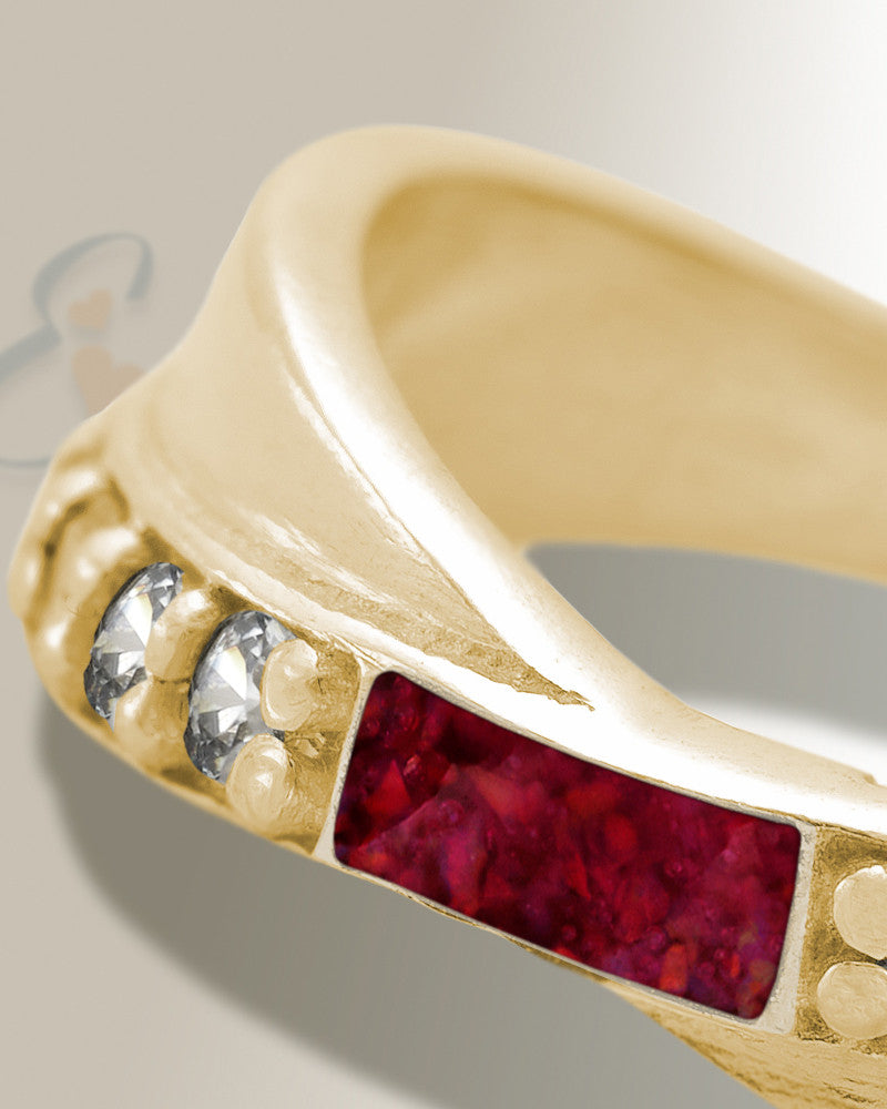 Solid 14K Gold Women's Claiborne Ash Ring with Scarlet Pearl Opal