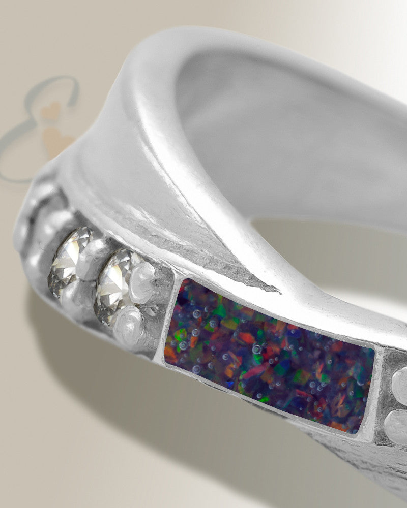 Women's Sterling Silver Claiborne Ash Ring with Black Flame Opal