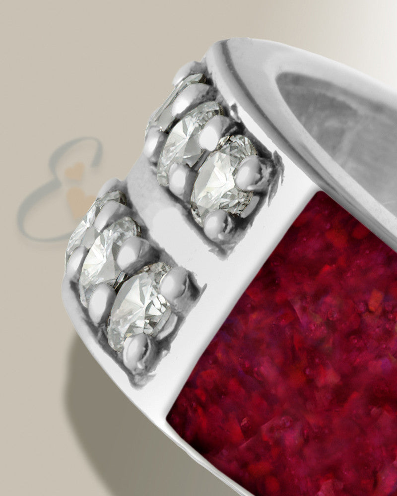 Men's Sterling Silver Yellowstone Ash Ring with Scarlet Pearl Opal