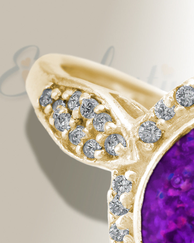 Solid 14K Gold Women's Sanctuary Ash Ring with Lilac Pearl Opal