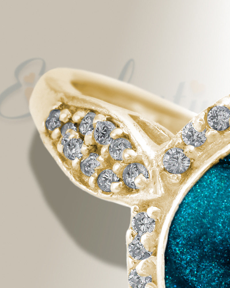 Solid 14K Gold Women's Sanctuary Ash Ring with Aqua