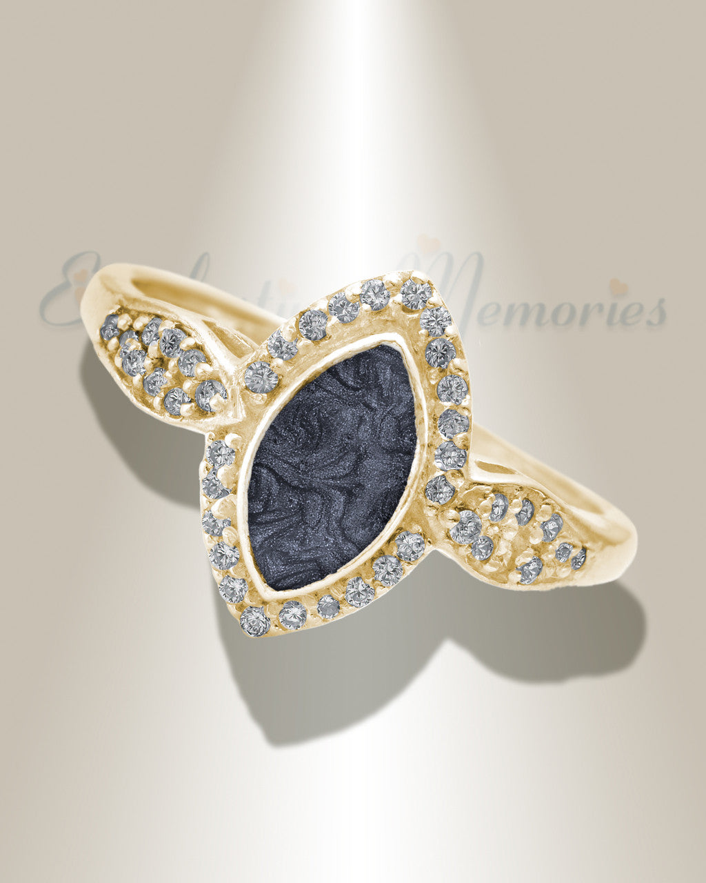 Solid 14K Gold Women's Sanctuary Ash Ring with Slate