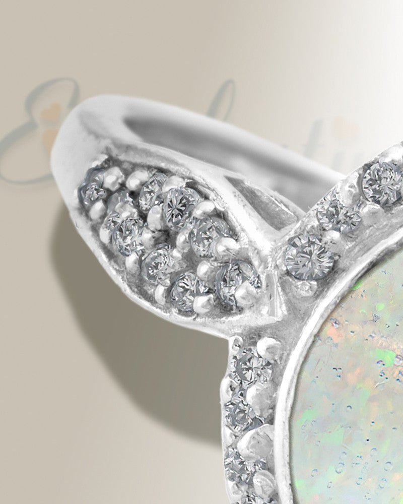 Women's Sterling Silver Sanctuary Ash Ring with Crushed Cream Opal