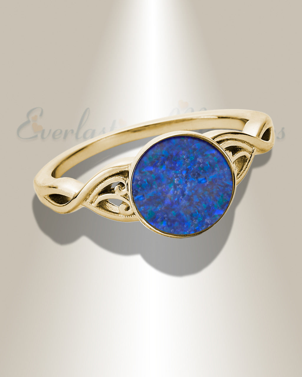 Solid 14K Gold Women's Katina Ash Ring with Opal Blue Waters