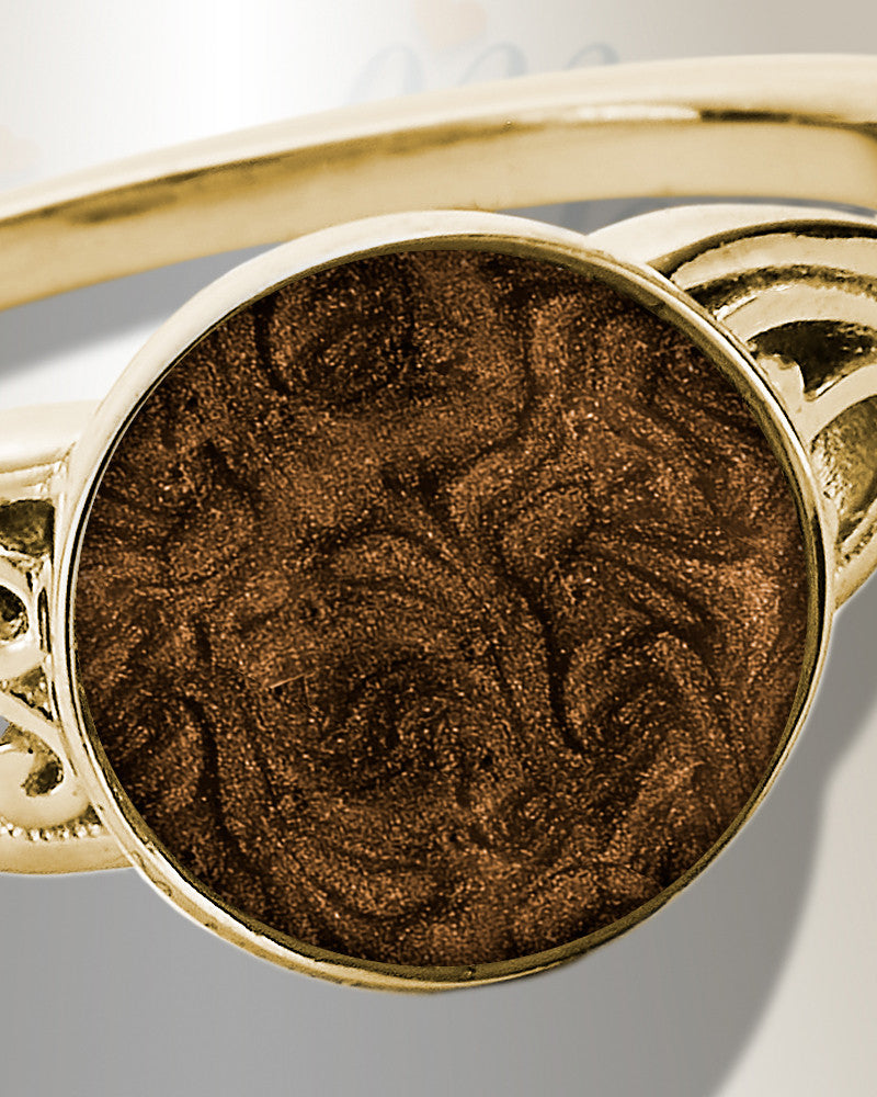 Solid 14K Gold Women's Katina Ash Ring with Carob