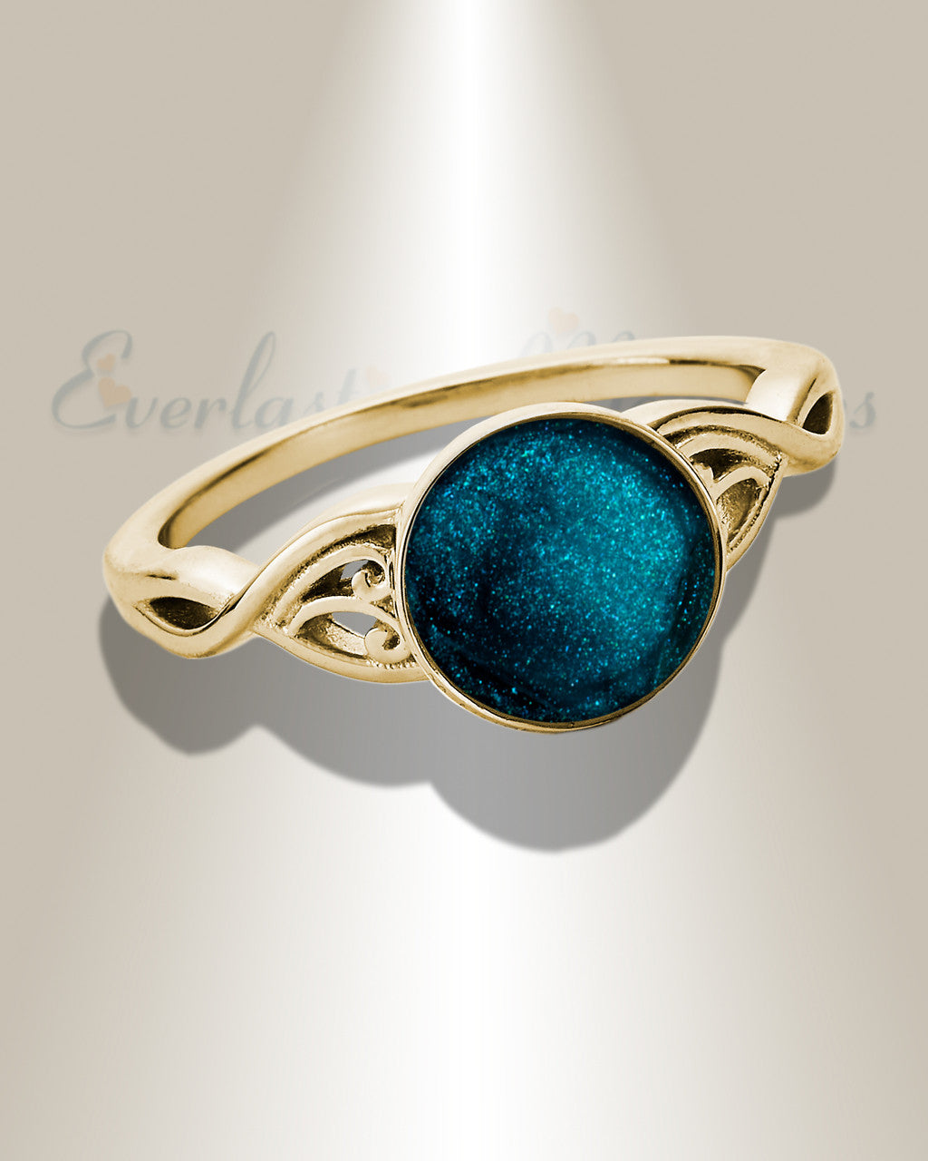 Solid 14K Gold Women's Katina Ash Ring with Aqua