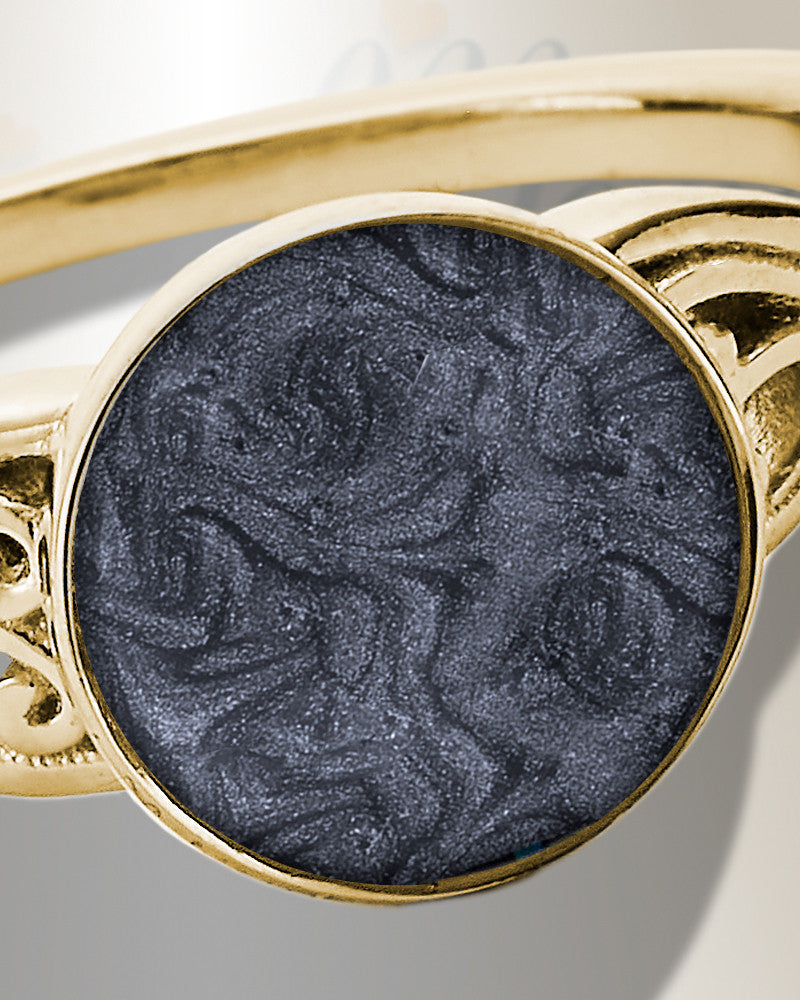 Solid 14K Gold Women's Katina Ash Ring with Slate