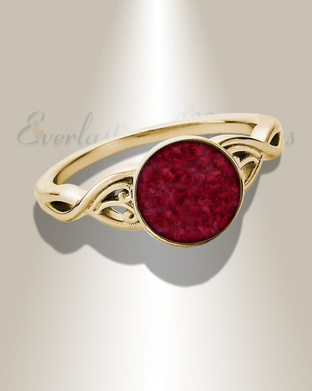 Solid 14K Gold Women's Katina Ash Ring with Scarlet Pearl Opal