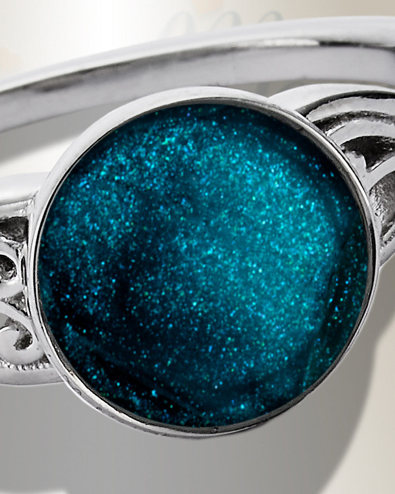 Women's Sterling Silver Katina Ash Ring with Aqua