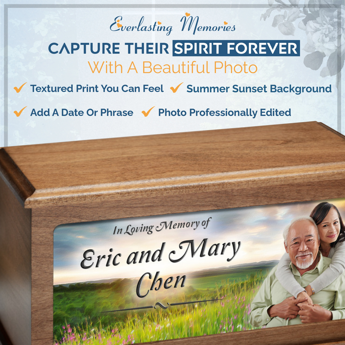 Summer Sunset Cremation Urn With Photo