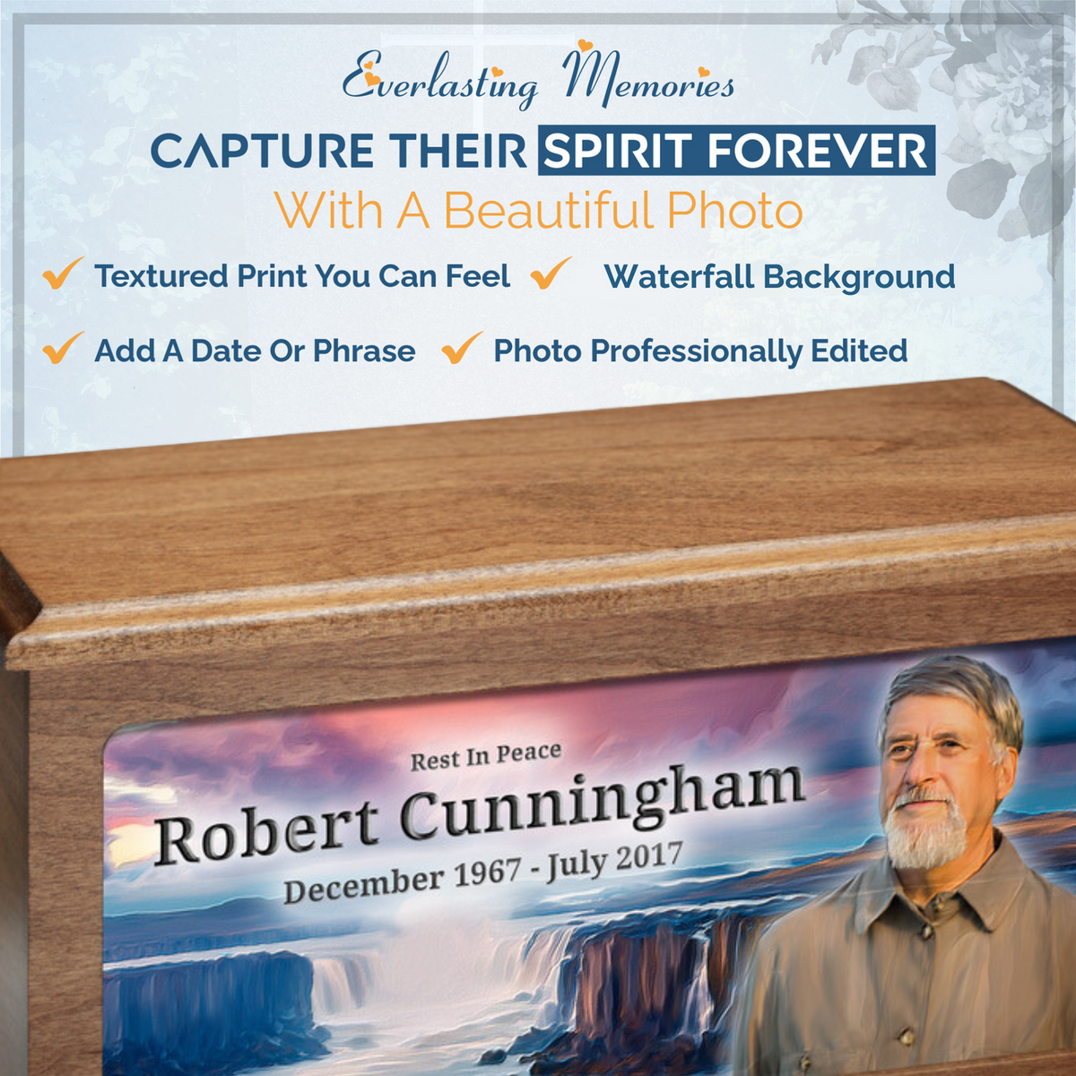 Waterfall Photo Urn For Ashes