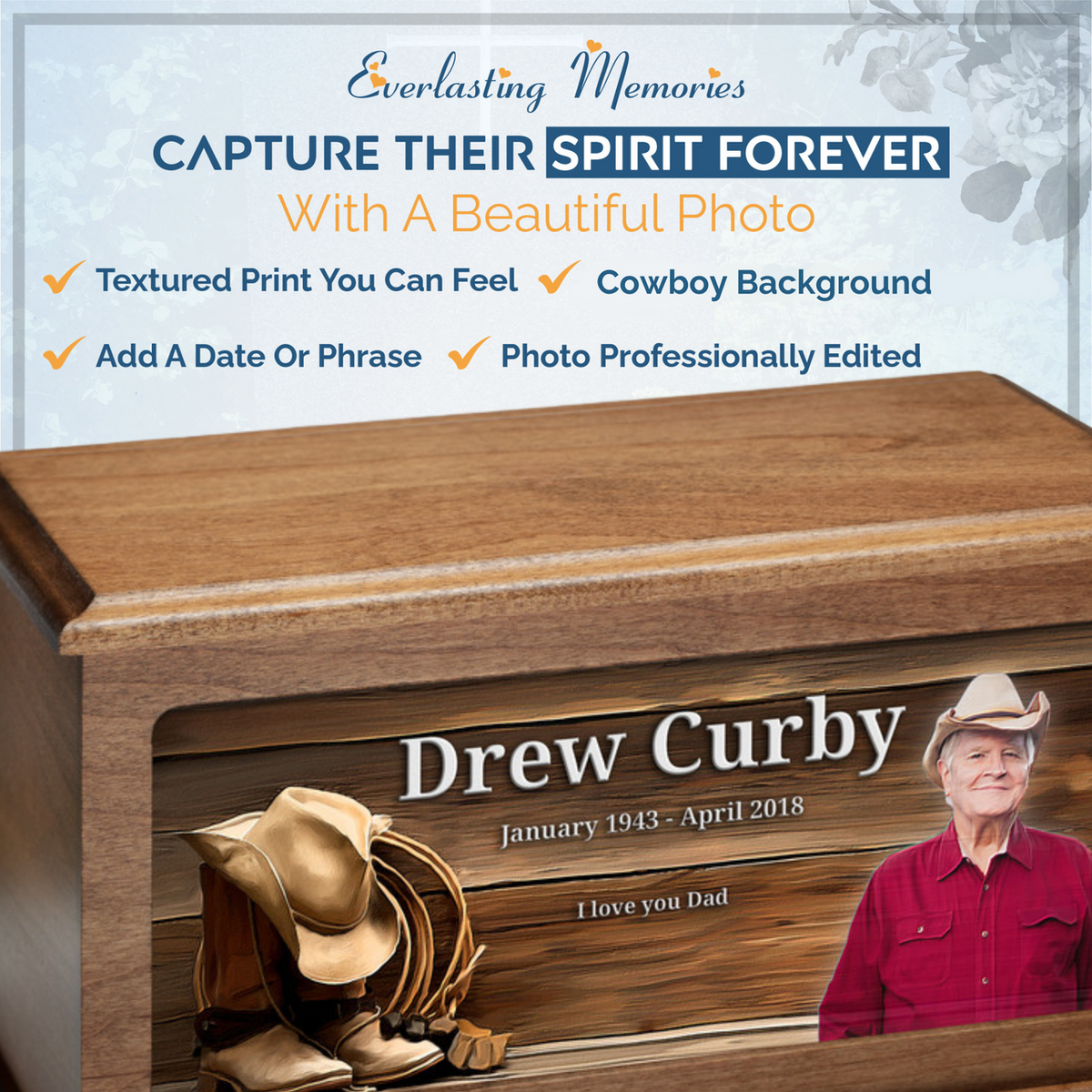 Cowboy Urn With Photo