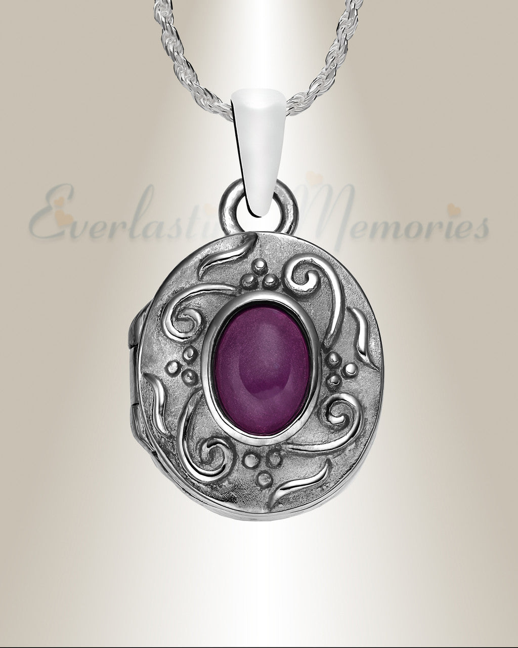 Sterling Silver Fallon Round Picture Locket Cremation Urn Pendant
