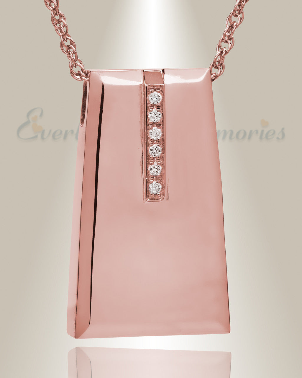 14K Rose Gold Eternity Sliding Rectangle Memorial Locket with Stones