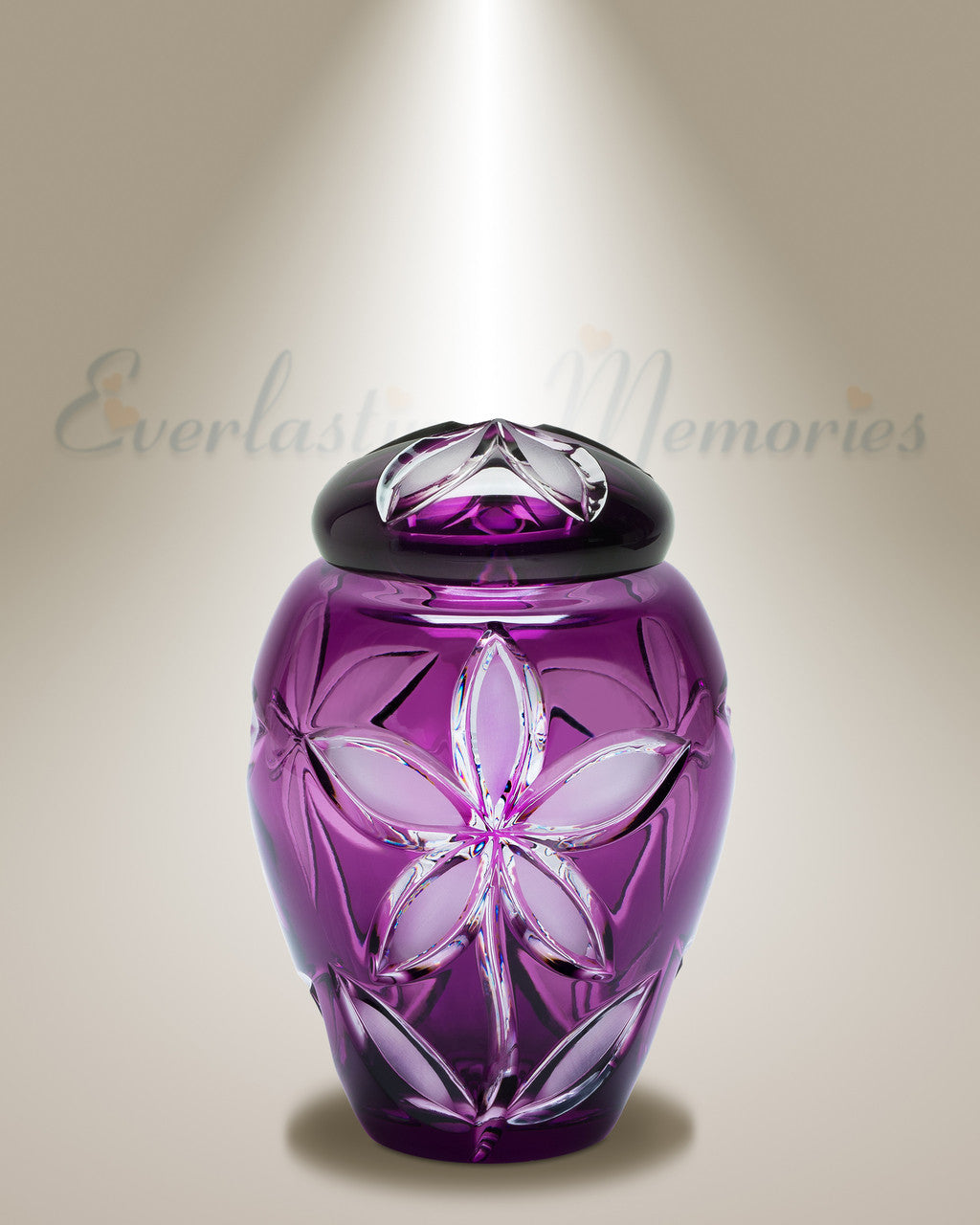 Keepsake Purple Flowers Crystal Urn