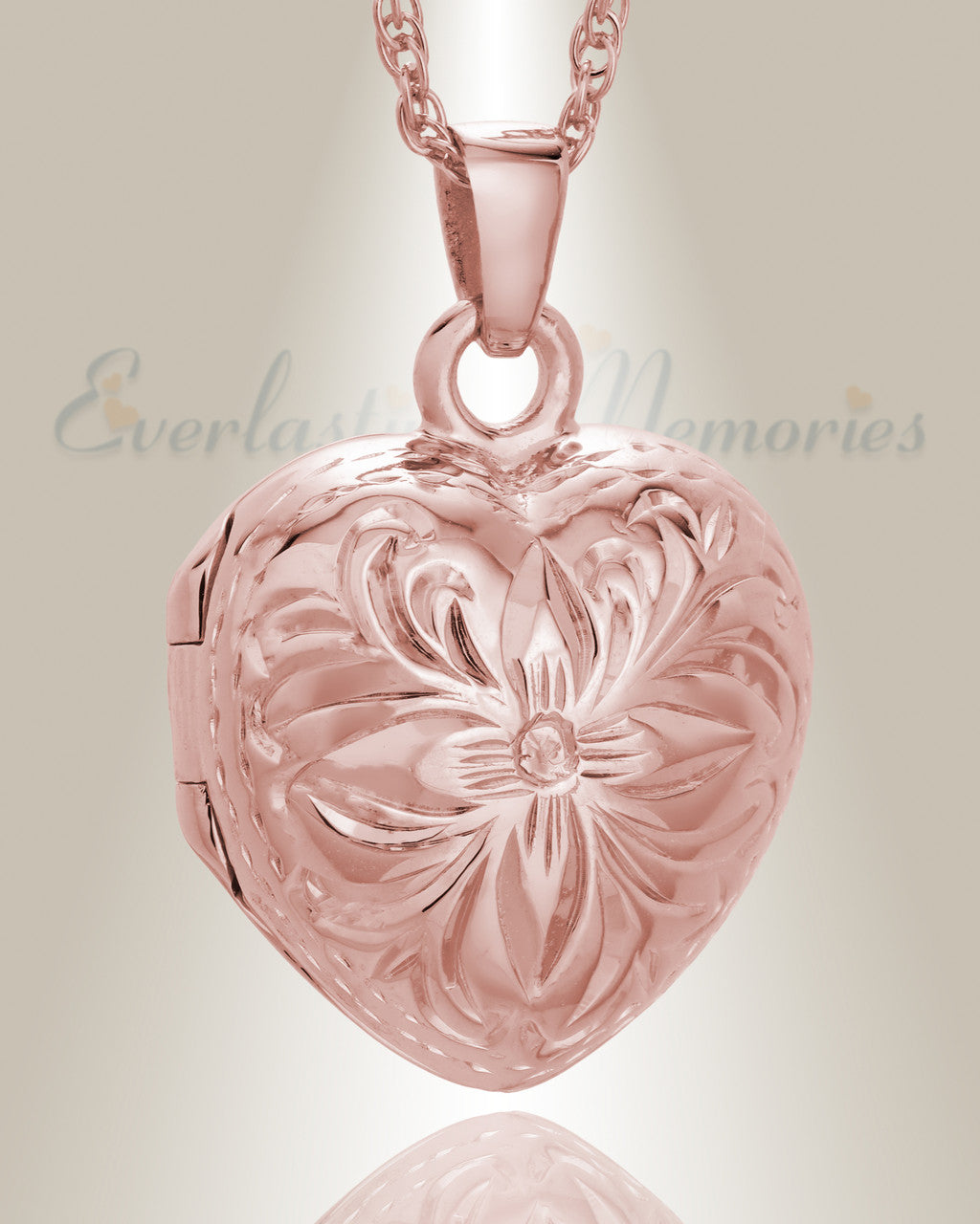 14K Rose Gold Daisy Heart Memorial Jewelry Urn