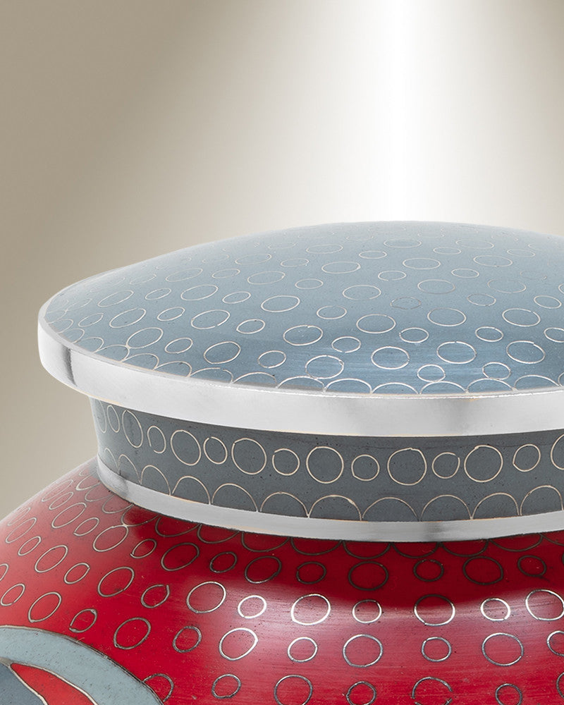 Red Art Deco Cremation Urn