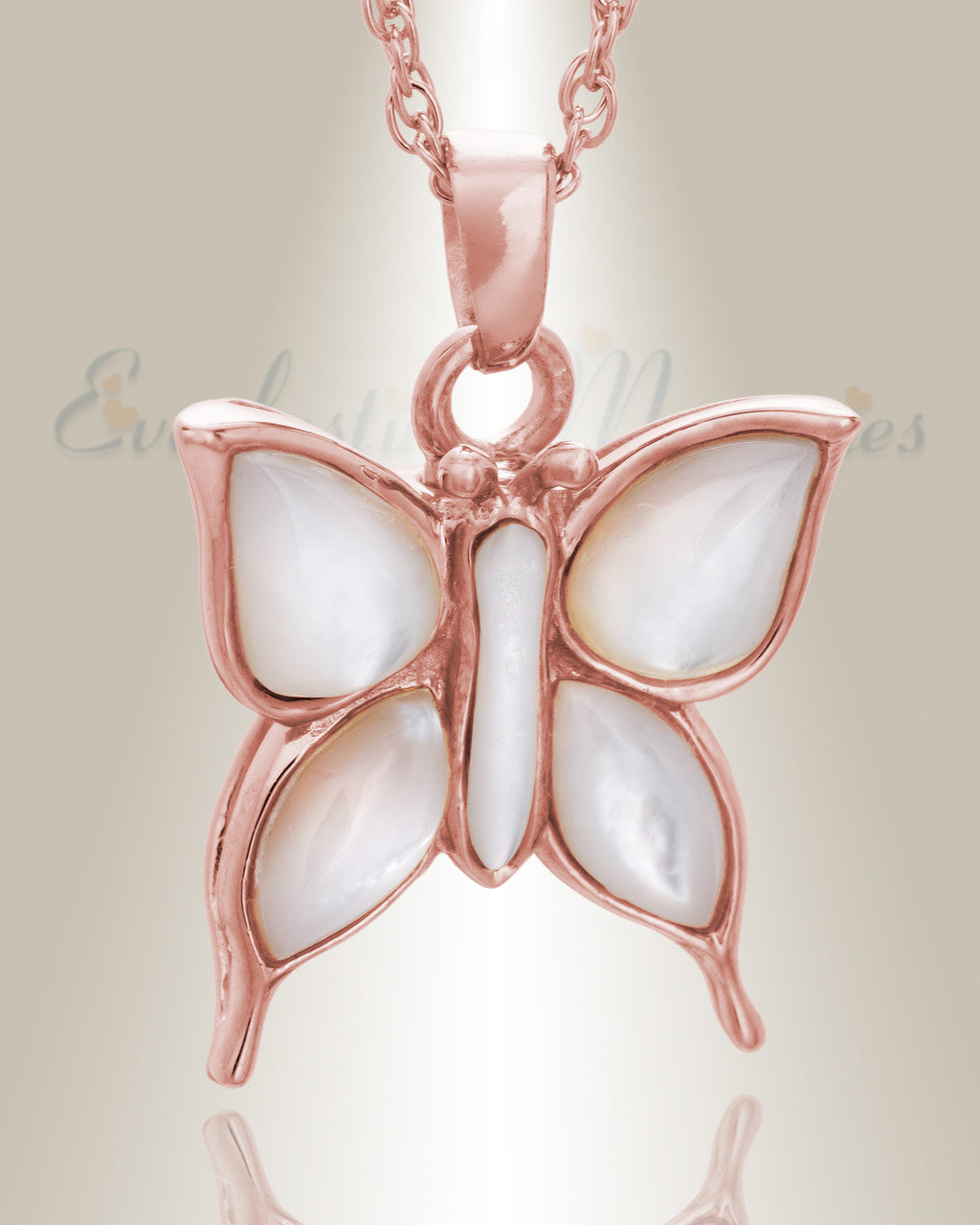 14K Rose Gold Dewy Butterfly Memorial Locket