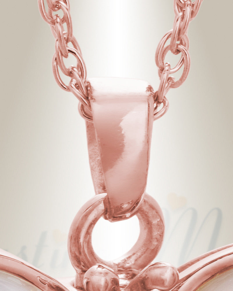 14K Rose Gold Dewy Butterfly Memorial Locket