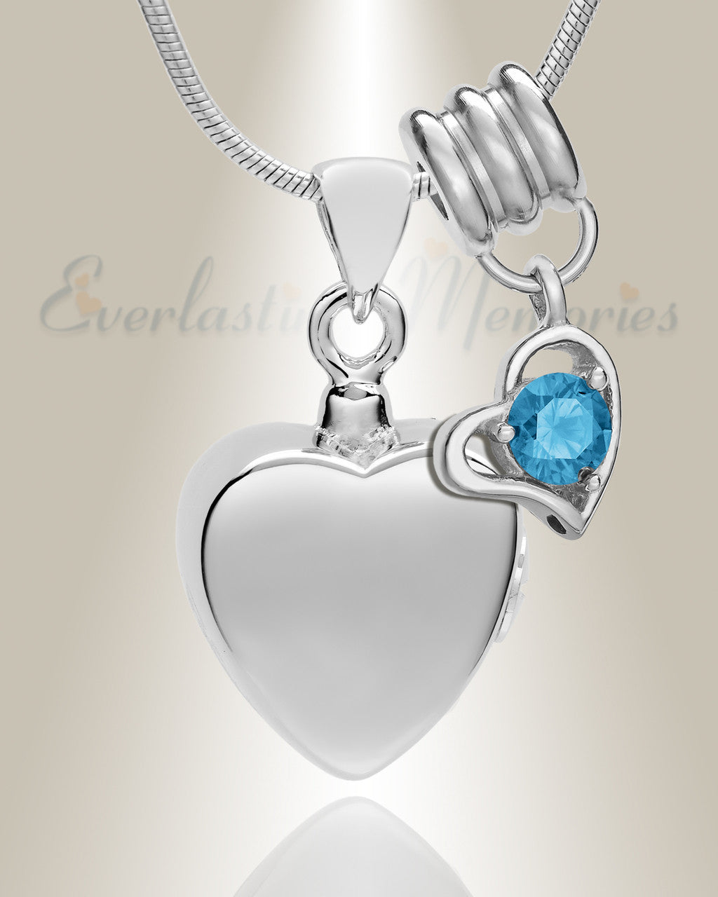 Silver December Simple Heart Urn Jewelry