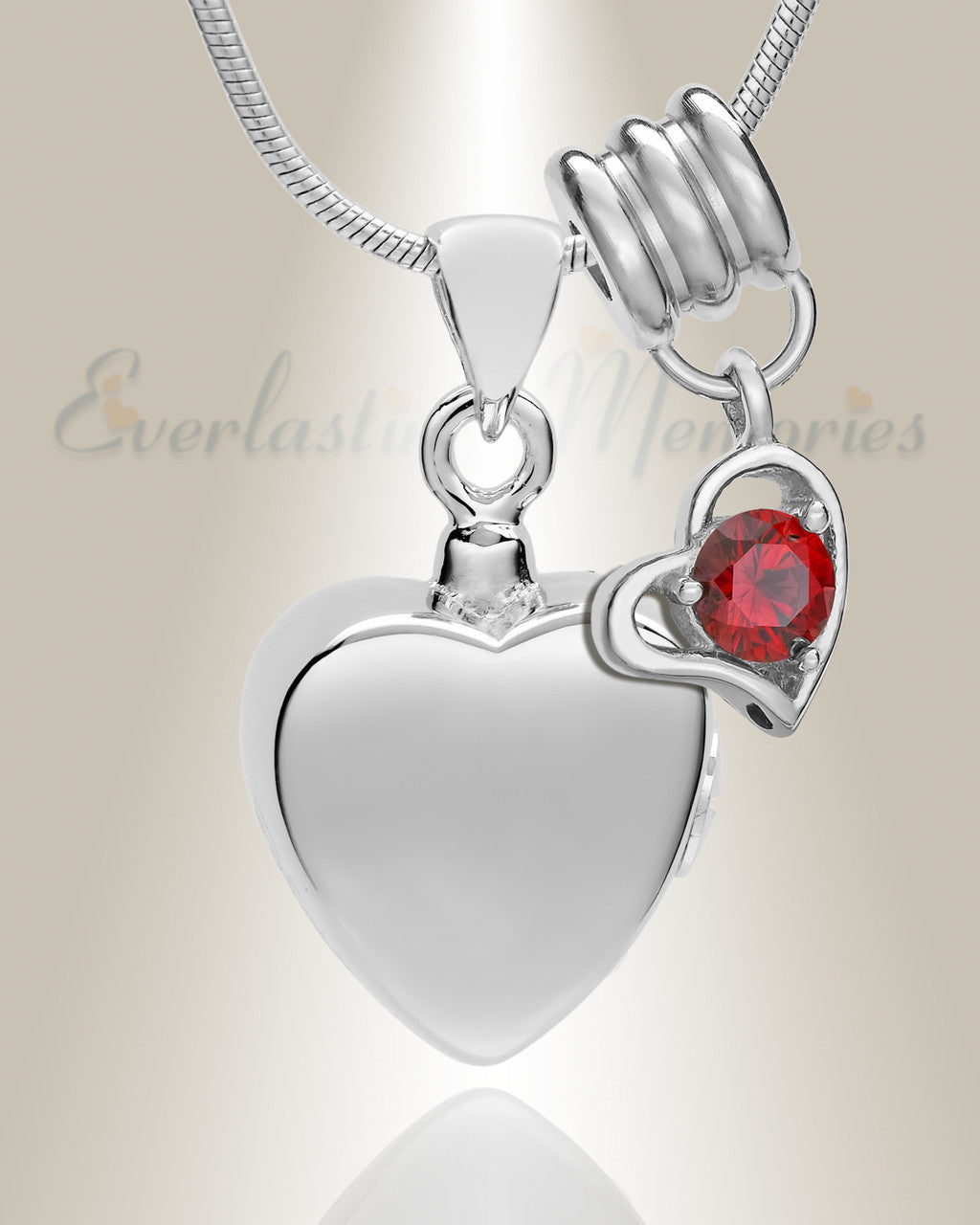 Silver January Simple Heart Urn Jewelry