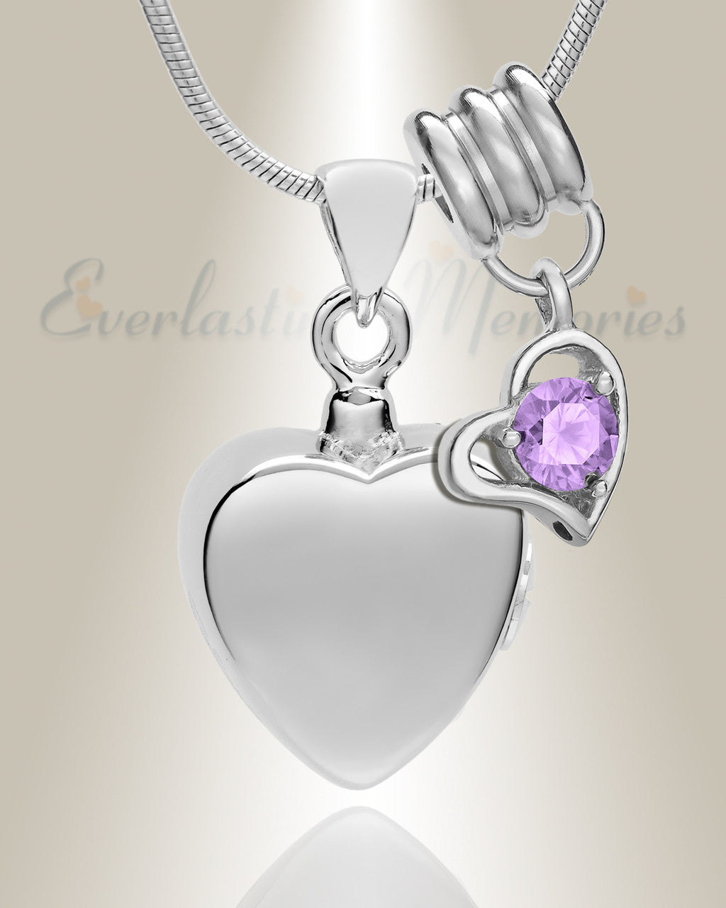 Silver June Simple Heart Urn Jewelry