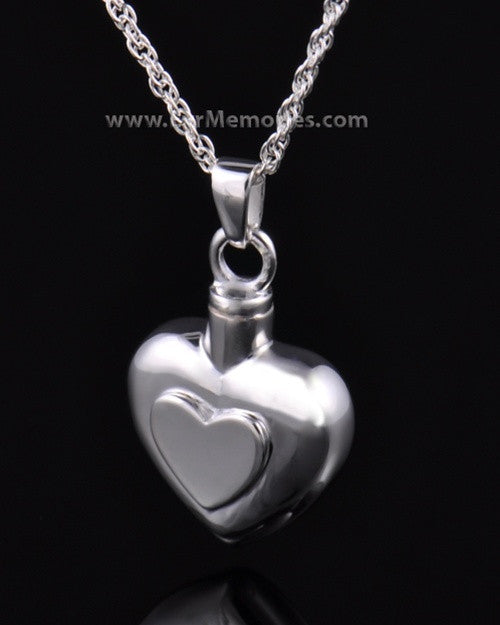 Sterling Silver Double Heart Cremation Urn Keepsake