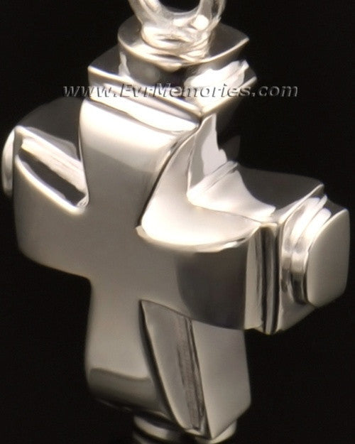 14k White Gold Classic Cross Cremation Keepsake